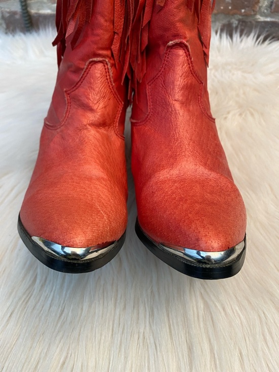 Dingo Red Fringe Bohemian Cowboy Boots, Size 7 - Picture 8 of 15